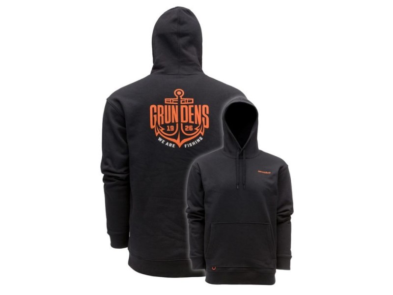 Sweat Grundens Displacement Hoodie Commercial Logo Anchor Black