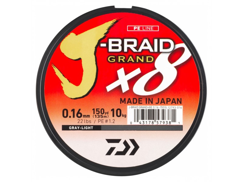 Tresse Daiwa J-Braid Grand x8 135m Gris