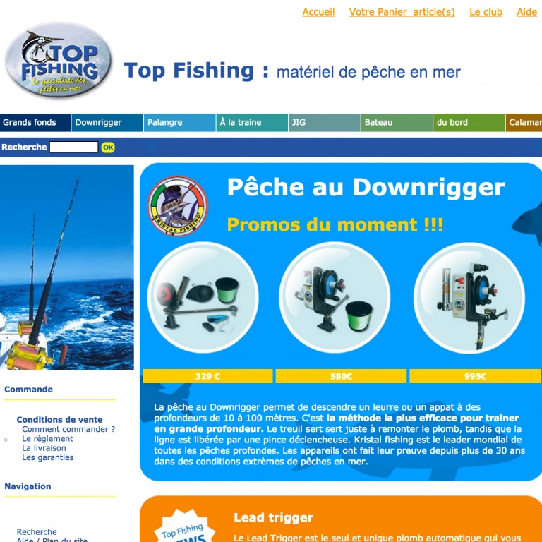 Le site Web Top Fishing en 2008