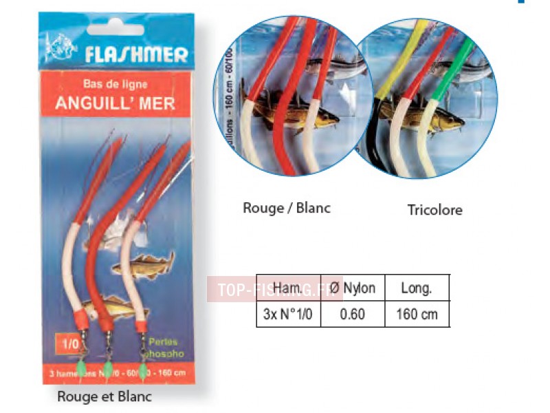 Bas de Ligne Flashmer Anguill'mer - 3 Hameçons