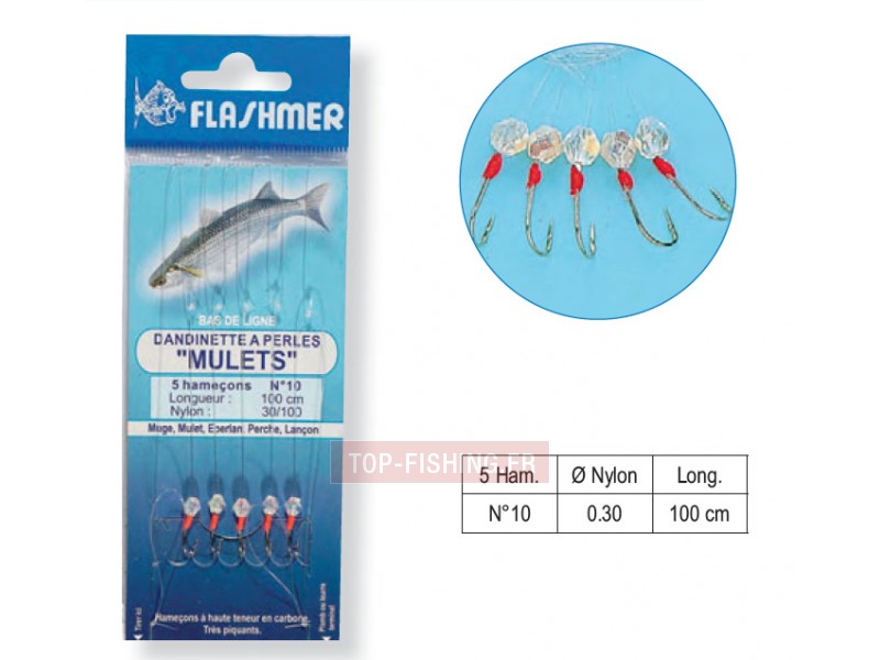 Bas de Ligne Flashmer Dandinette Mulets - 5 Hameçons