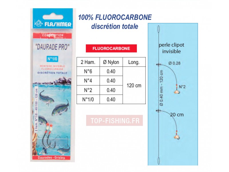 Bas de Ligne Flashmer Daurade Pro - 2 Hameçons