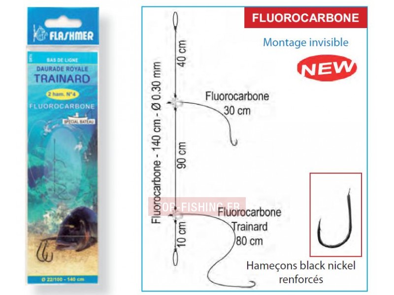 Bas de Ligne Flashmer Daurade Royale Trainard - 2 Hameçons