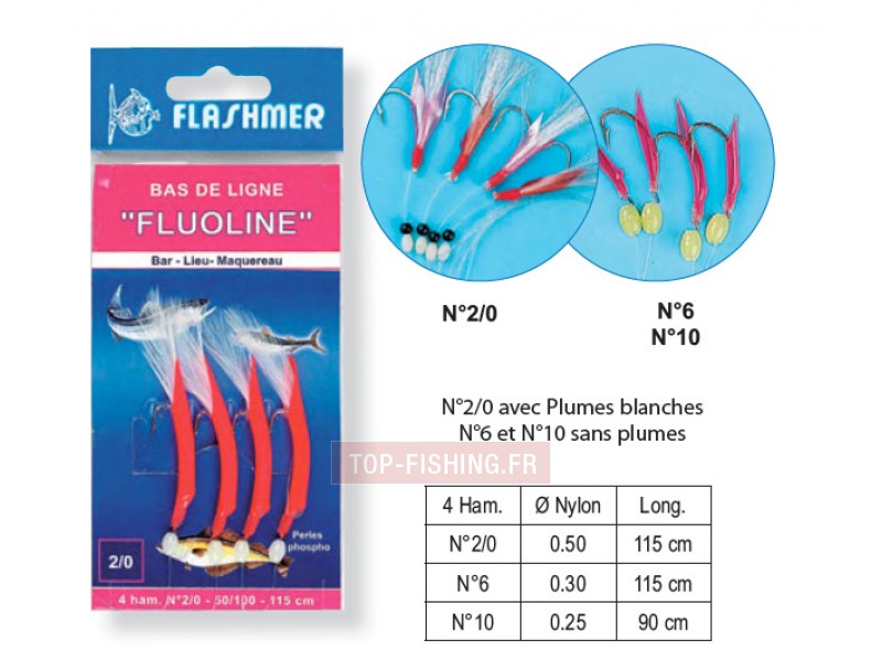 Bas de Ligne Flashmer Fluoline - 4 Hameçons