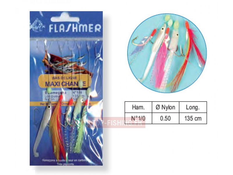 Bas de Ligne Flashmer Maxi Chance  - 5 Hameçons