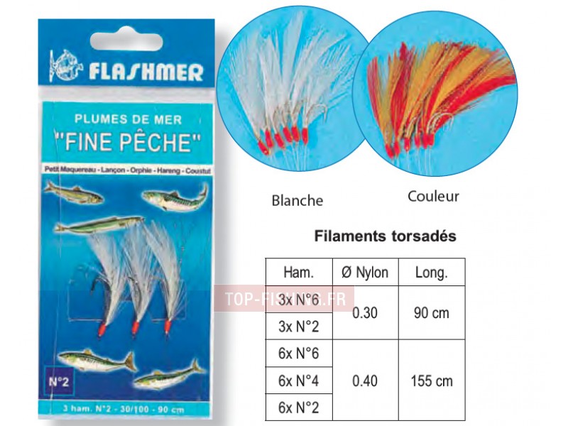 Bas de Ligne Flashmer Plumes Fine Pêche n° 2
