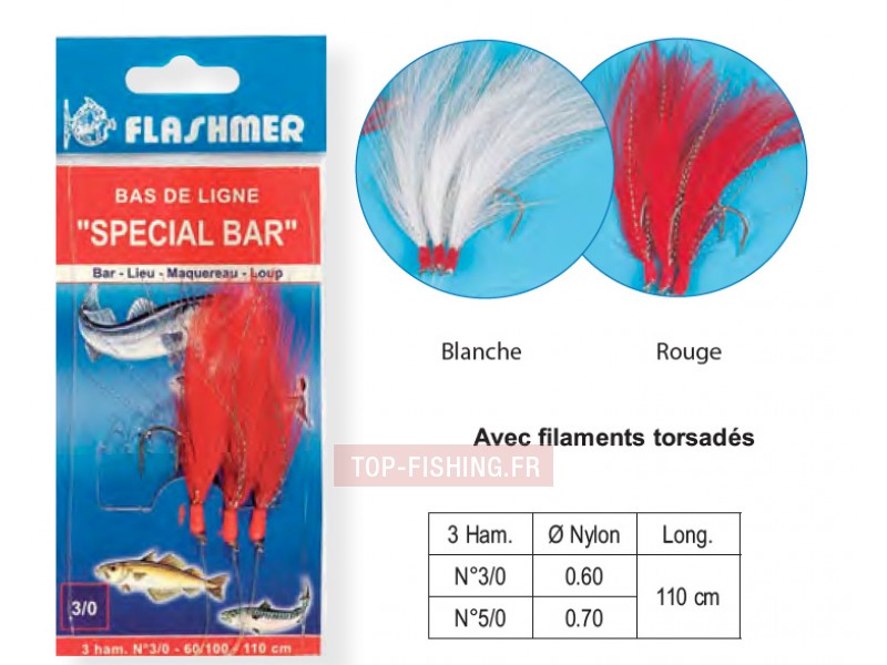 Bas de Ligne Flashmer Plumes Spécial Bar 3/0