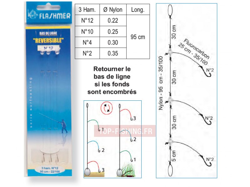 Bas de Ligne Flashmer Réversible - 3 Hameçons