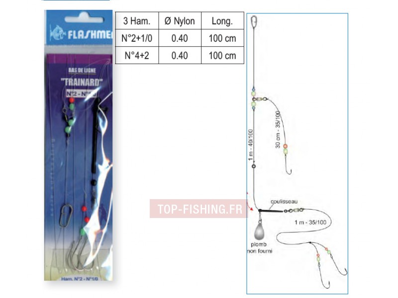 Bas de Ligne Flashmer Trainard Surf - 3 Hameçons