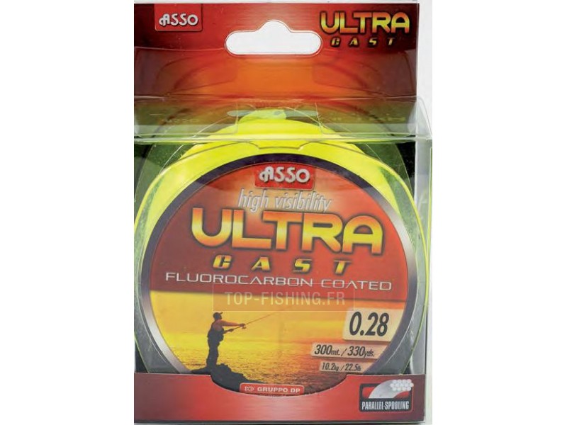 Fil Nylon gainé Fluorocarbone ASSO Ultra Cast Jaune - 150 m