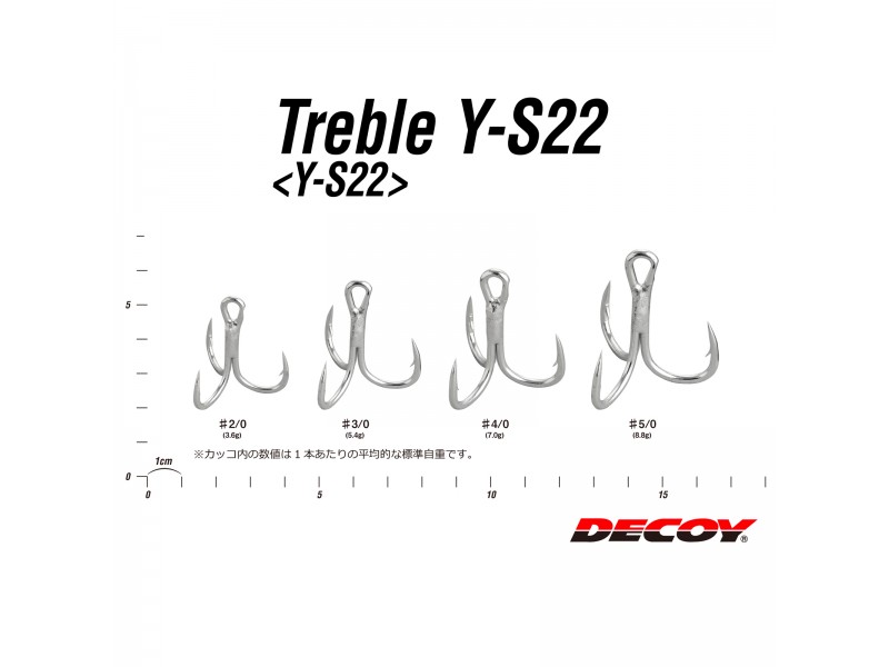 Hameçon triple Decoy YS 22 (Hameçon triple pour Pêche - Decoy)