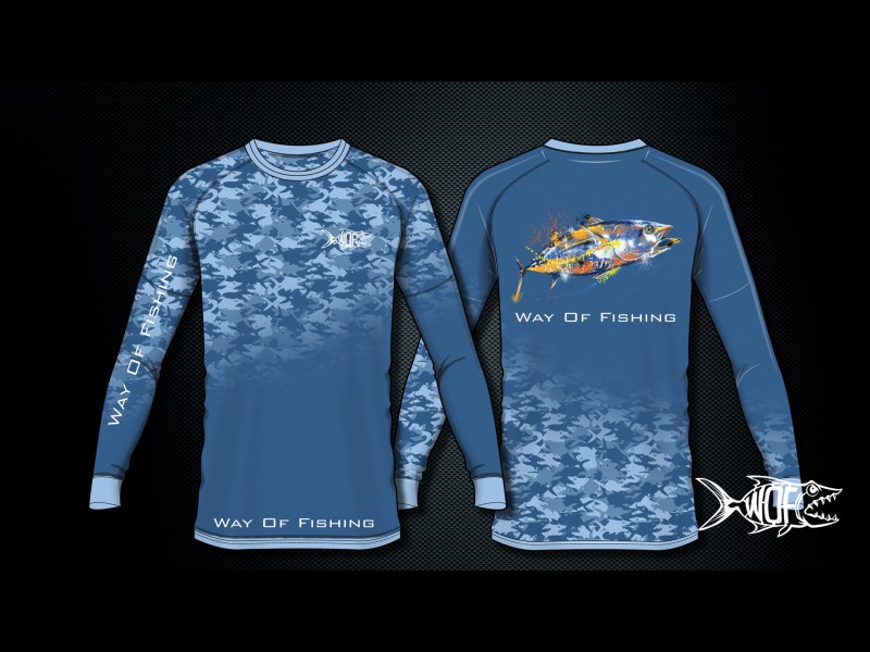 T-Shirt Manches Longues Way Of Fishing UV Thon 2023 Bleu