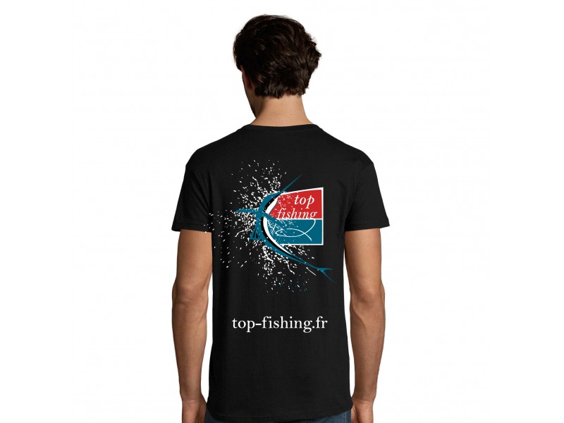 Vue 5) Tee-Shirt Top Fishing Noir