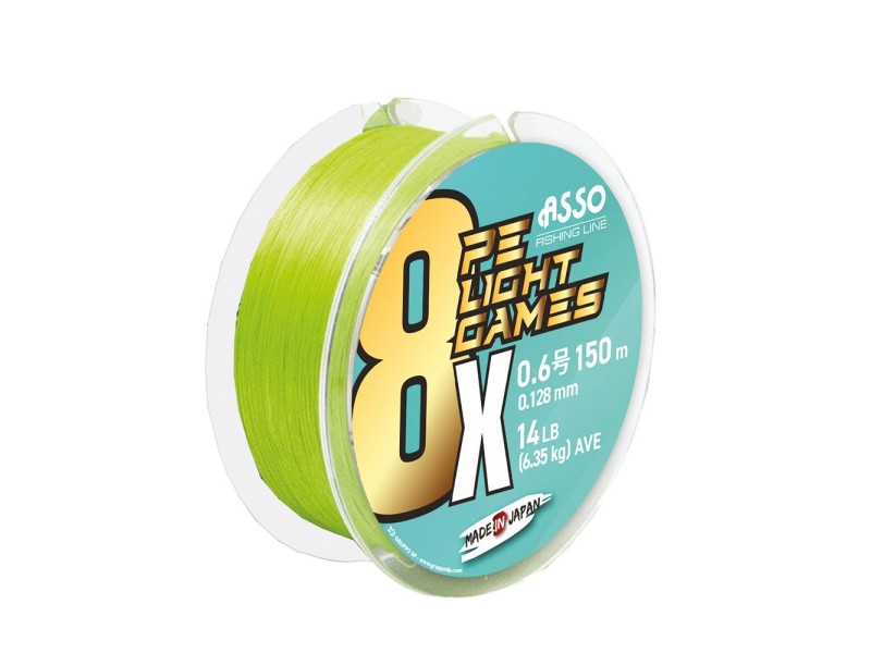 Tresse Asso Light Games 8x Pe Fluo Green 150m