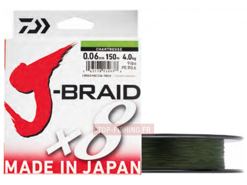 Tresse Daiwa J-Braid x8 Verte 150m