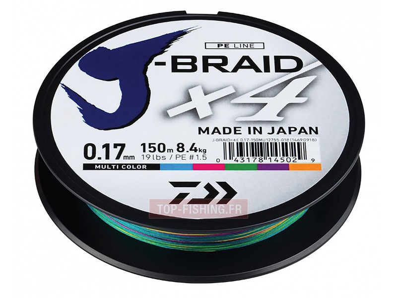 Tresse Daiwa J-Braid X4 Multicolore 1500m