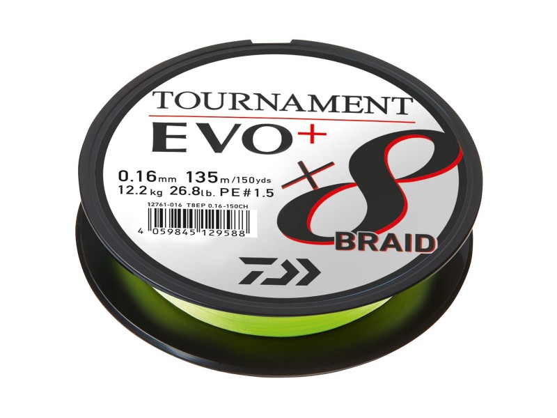 Tresse Daiwa Tournament 8 Braid Evo+ Chartreuse 135m
