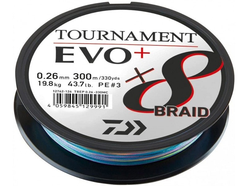 Tresse Daiwa Tournament 8 Braid Evo+ Multicolore 300m