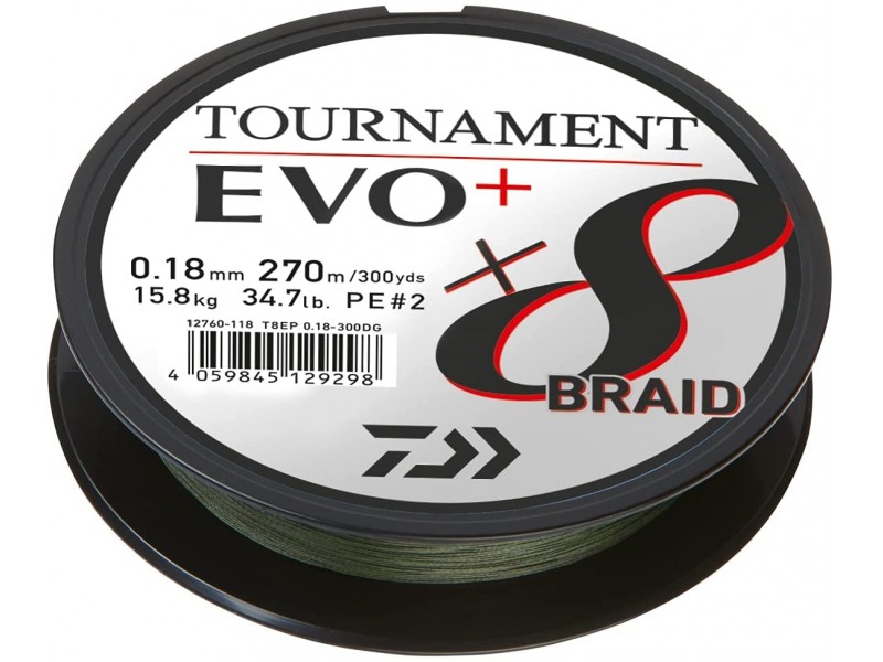 Tresse Daiwa Tournament 8 Braid Evo+ Verte 270m