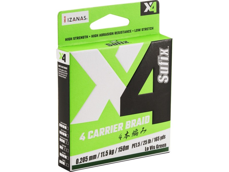 Tresse Sufix X4 Braid Lo Vis Green 100-150m