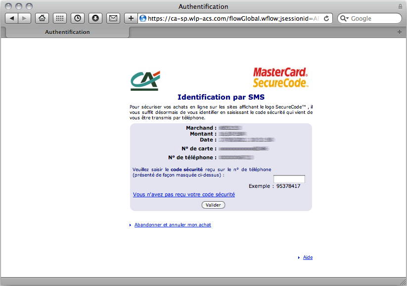 Validation CIC et redirection