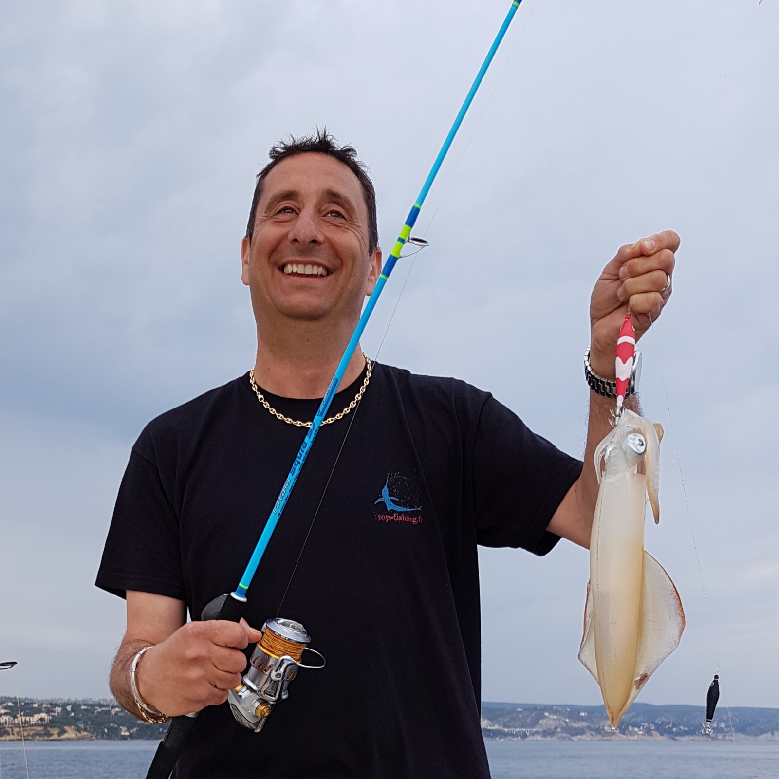 Daniel Cionini avec le tandem turlutte Pheromone et la Tataki Squid SJ