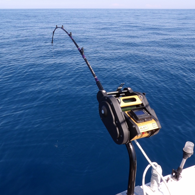 : Moulinet électrique XL611 Kristal Fishing en action de pêche