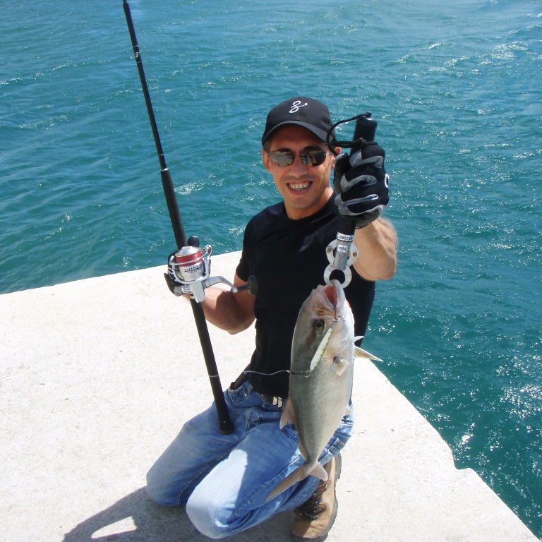 Petite sériole prise en shore jigging et relâchée apres la photo