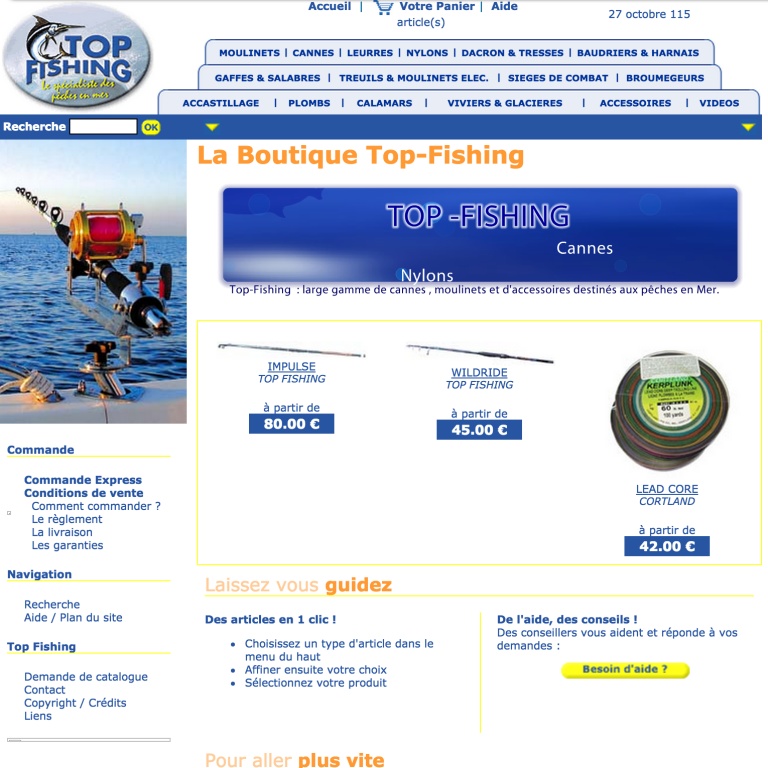 Le site Web Top Fishing en 2003 Le site Web Top Fishing en 2003