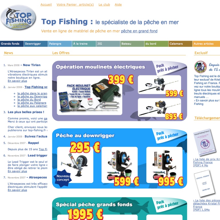 Le site Web Top Fishing en 2009 Le site Web Top Fishing en 2009