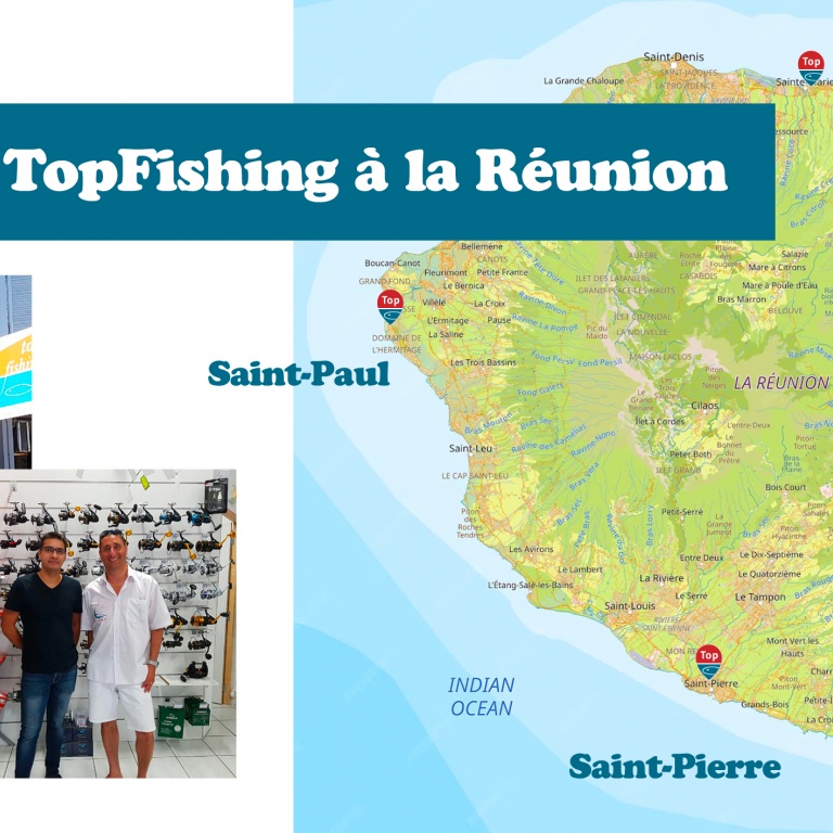 La devanture du magasin Top Fishing à Saint-Pierre de la Réunion