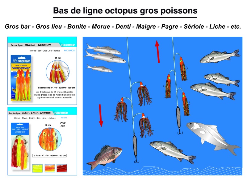 Bas de lignes octopus gros poissons Flashmer Bas de lignes octopus gros poissons Flashmer