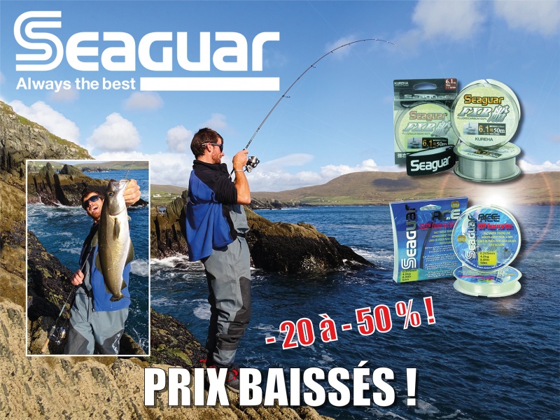 Inédit : baisse des prix de – 20 à – 50 % sur toute la gamme de fluorocarbones Seaguar. C’est du jamais vu !