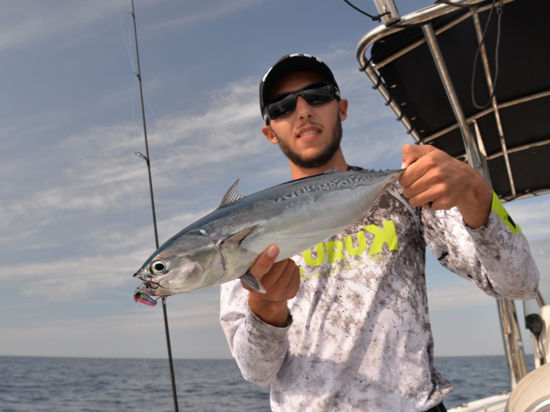 Nicolas avec un beau bonitou pris à l’Ace Hayabusa coloris sardine !