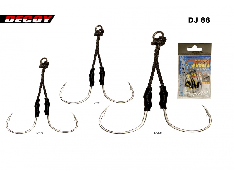 Avec leur large ouverture et leur piquant remarquable, les assist doubles DJ 88 Decoy sont excellents pour armer en tête un casting jig destiné aux pêches à la verticale