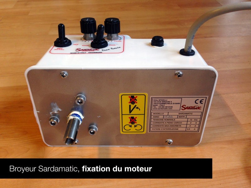 Broyeur de sardine Sardamatic, fixation du moteur