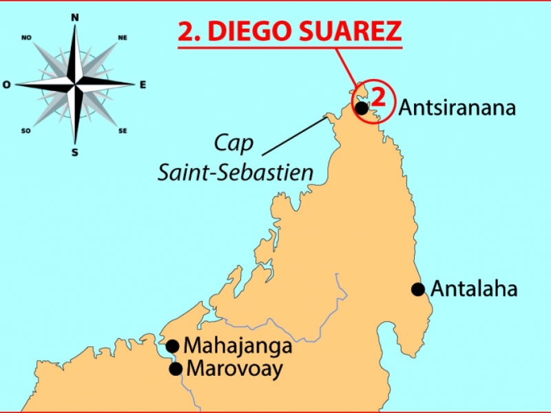 Antsiranana, également connue sous le nom de Diego-Suarez, est une ville portuaire du nord de Madagascar. Antsiranana, également connue sous le nom de Diego-Suarez, est une ville portuaire du nord de Madagascar.