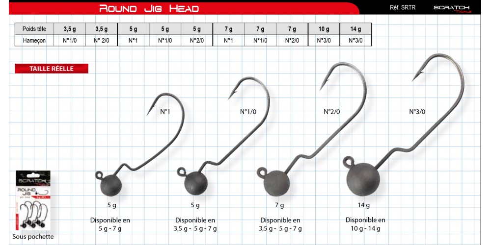 Tête plombée Round jig Head Scratch Tackle