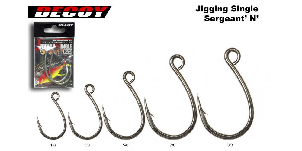 Les hameçons simples avec œillet en ligne JS 1 Decoy sont parfaits pour armer les casting jigs en queue.