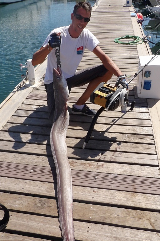 Ce congre de grands fonds pris par Fabien Harbers avec le moulinet XL 611 Kristal Fishing fait prés de 2 m. Il faut savoir que cette espèce peut atteindre 3 m pour prés de 110 kg !