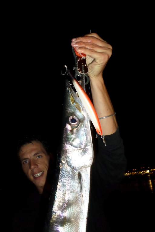 Fabien a pris ce barracuda juste sous la surface avec un Tide Minnow 175 flottant de couleur blanche