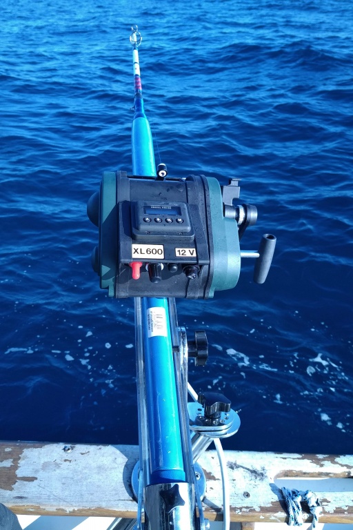 Le XL 600 en pleine action sur le bateau du moniteur guide de pêche Fabien Harbers