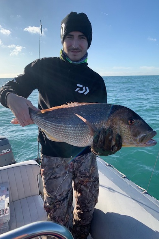 un beau denti pris par lucas avec sa canne favorite la Jig killer. 