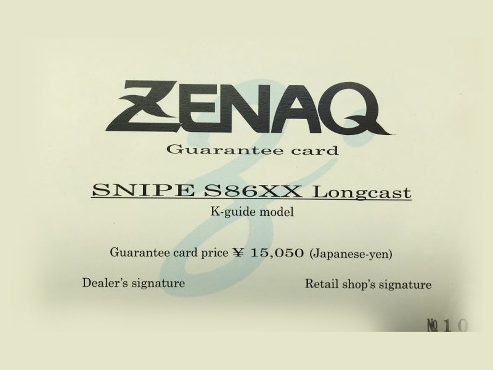 Exemple de carton de garantie Zenaq