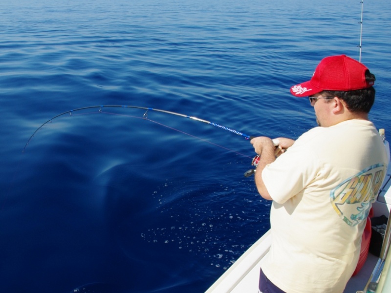 combat avec un poisson en jig light